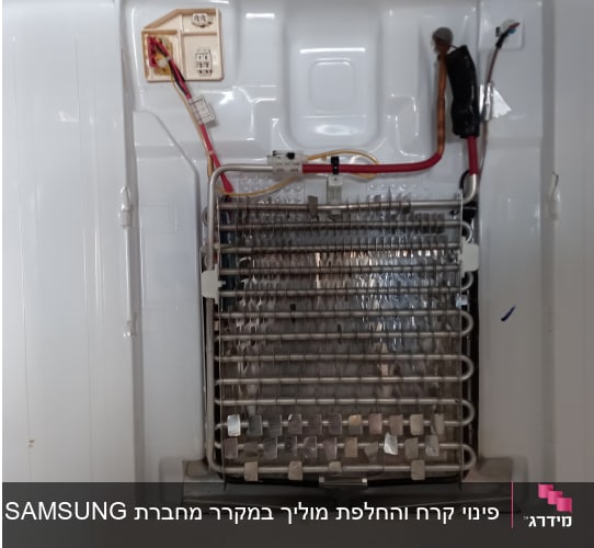 סליל קירור ומחברים חשמליים במקרר